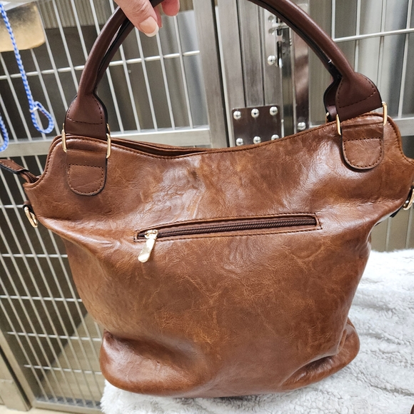 Elegant Brown Leather Handbag Set - Picture 2 of 4